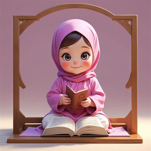 عکس فانتزی دختر باحجاب در حال خواندن قرآن روی سجاده جشن تکلیف