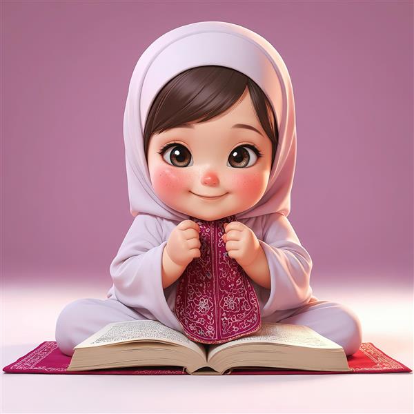 عکس دختر بچه با حجاب و جلد قرآن
