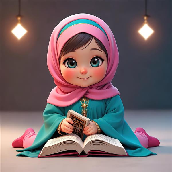 عکس کودک مسلمان با قرآن در ماه رمضان