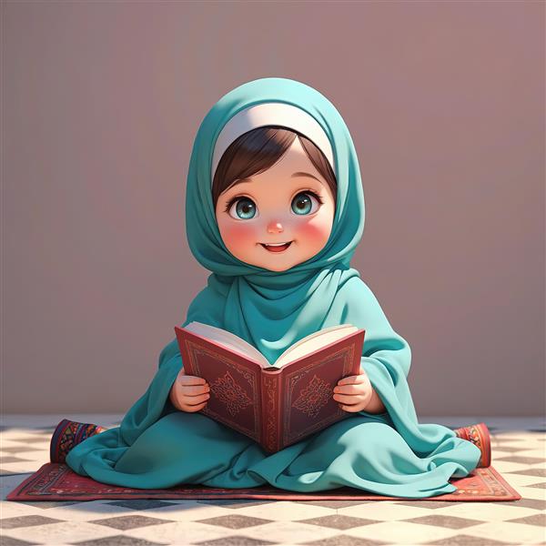 عکس کودک با حجاب روی سجاده نماز