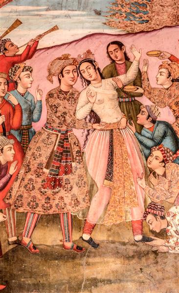 تصویر اورجینال رقص در دربار صفوی نقاشی تاریخی چهلستون