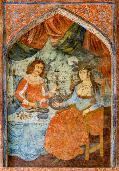 مینیاتور باکیفیت از نقاشی‌های اروپایی دیواری چهلستون اصفهان مناسب پوستر و تابلو