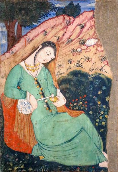 پرتره بانوی موسیقی‌دان در نگارگری چهلستون اصفهان