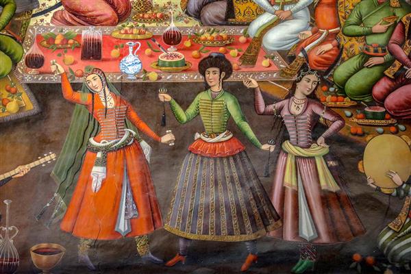 رقصندگان صفوی در بزم چهلستون اصفهان – موسیقی و شادی
