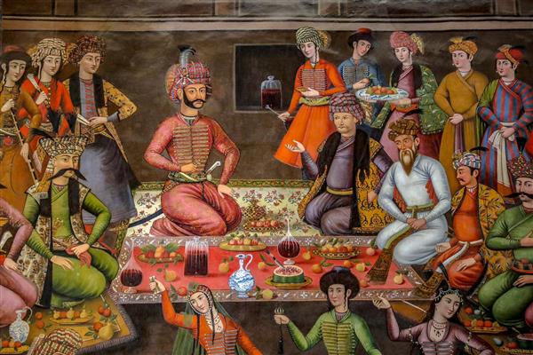 جزئیات بزم شاهانه چهلستون – پادشاه و سفره صفوی