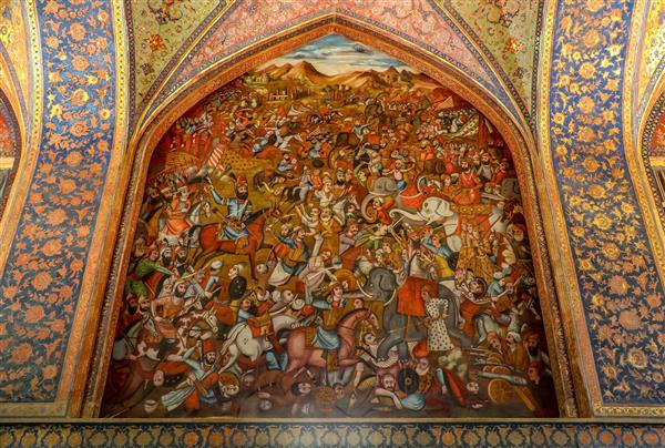 نقاشی دیواری تالار چهلستون اصفهان: نبرد نادرشاه با محمدشاه گورکانی