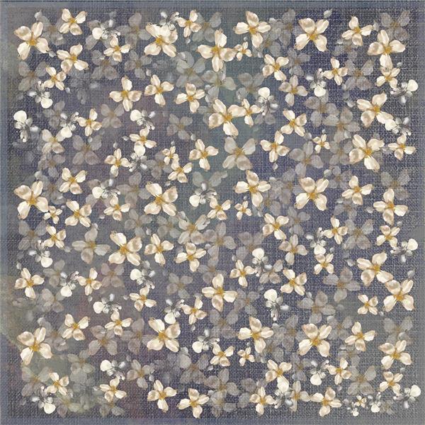 طرح روسری گل‌های شبدر یاسی و سفید روی پس‌زمینه بافت‌دار آبی تیره یاسی