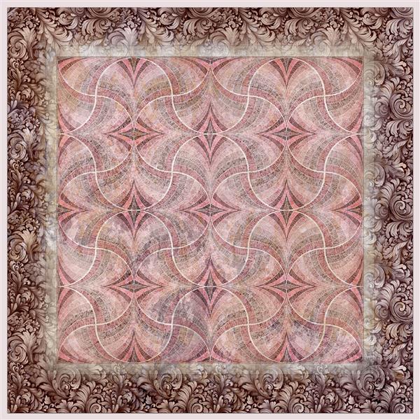 طرح شال و روسری لوکس بته‌جقه و اسلیمی مدرن مرزوقی با پس‌زمینه ابروبادی صورتی