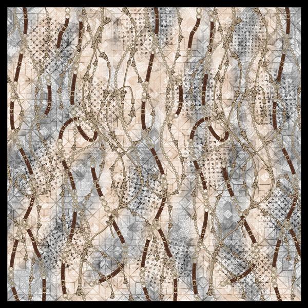 طرح آبرنگ مدرن با ترکیب زنجیر، بند و بافت هندسی در رنگ‌های خنثی و کرم