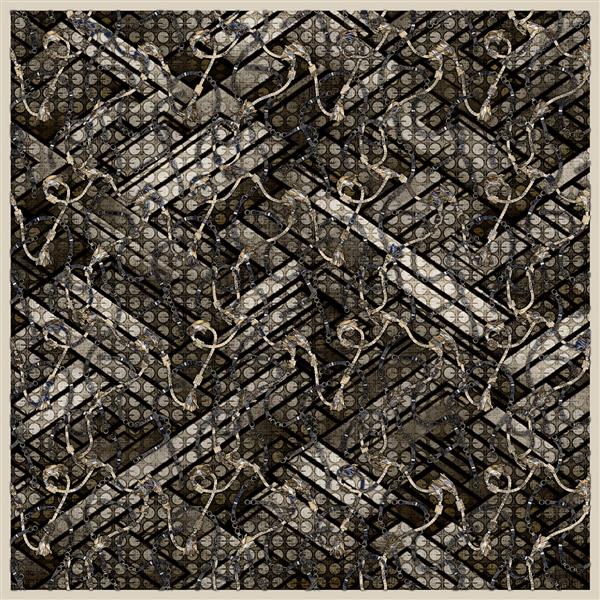 طرح مدرن لوکس بافت‌دار مشکی و خاکستری با پترن زیگزاگ و نوارهای طلایی منحنی