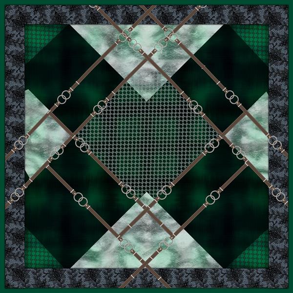 طرح چهارخانه کلاسیک هاندزتوث و زنجیر و بند چرمی با رنگ سبز تیره و یشمی