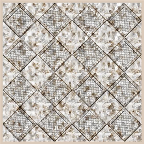 طرح چهارخانه لوزی و گل‌دار در هم تنیده با رنگ خنثی و بافت برای چاپ دکوراتیو