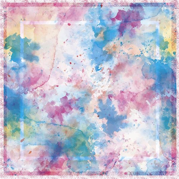 طرح انتزاعی آبرنگی پاششی چند رنگ روشن برای شال و روسری تابستانی و پوستر