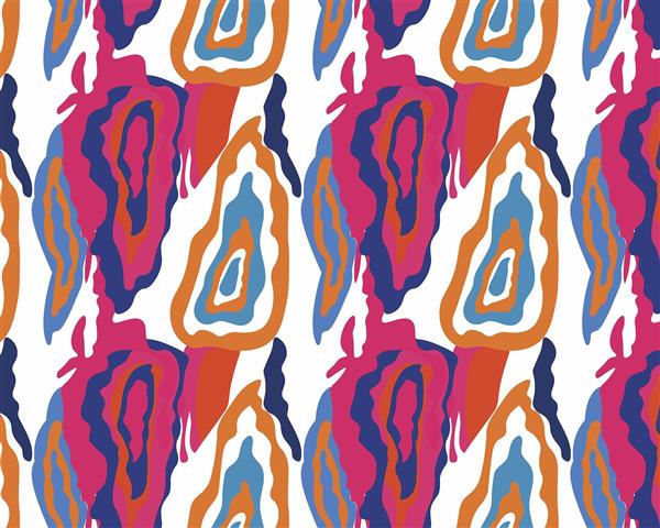 الگوی موج‌دار انتزاعی با اشکال شبیه به عقیق و رنگ‌های زنده پترن هنری، مدرن و آبستره با ترکیب رنگ جسورانه