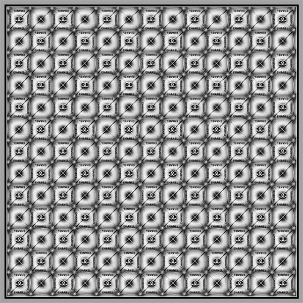 طرح روسری پترن تکرار شونده مشبک هندسی با افکت سه‌بعدی و رنگ سیاه و سفید