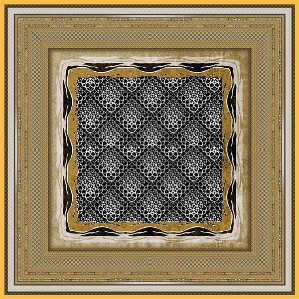 طرح روسری توری با حاشیه طلایی و بژ (الگوی بافت‌دار لوکس)