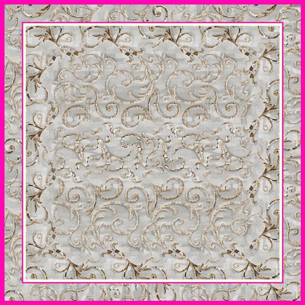 طرح روسری داماسک کلاسیک طلایی و صورتی (الگوی ظریف و زنانه)