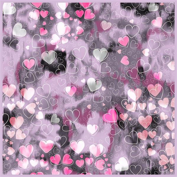 طرح روسری والنتین (قلب) صورتی و بنفش (طرح رمانتیک و فانتزی)