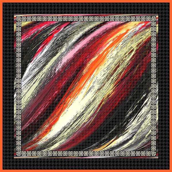 طرح روسری بافت قلم‌مو چند رنگ نئونی (بوم نقاشی انتزاعی)