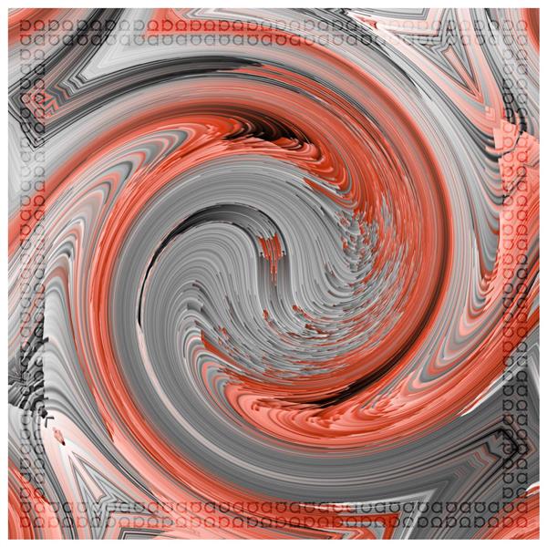 طرح روسری گردابی مدرن نارنجی کورال و خاکستری (الگوی چرخشی دینامیک)