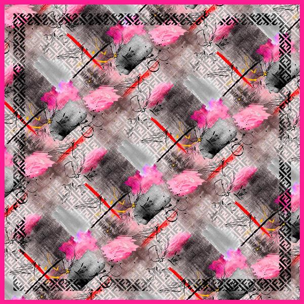 طرح روسری بافت قلم‌مو انتزاعی صورتی فوشیا (طرح نقاشی آرت استایل)