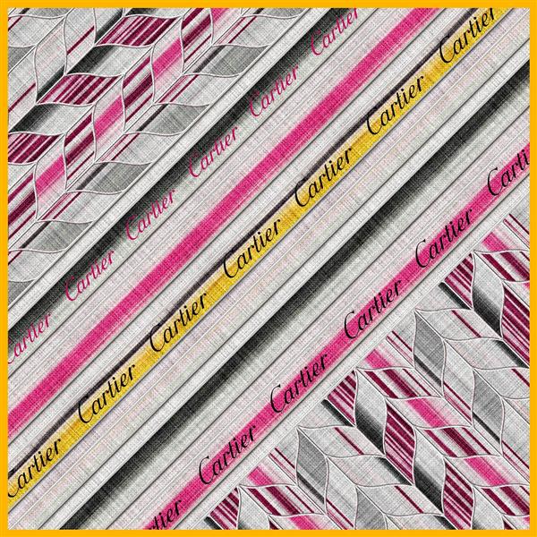 طرح روسری کارتیر خطوط مورب صورتی و زرد (الگوی هندسی شیک)