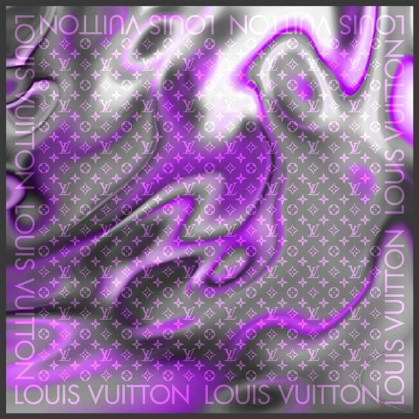 طرح روسری لوکس بنفش و خاکستری (اثر مایع) لویی ویتون (طرح گرانج نئون)