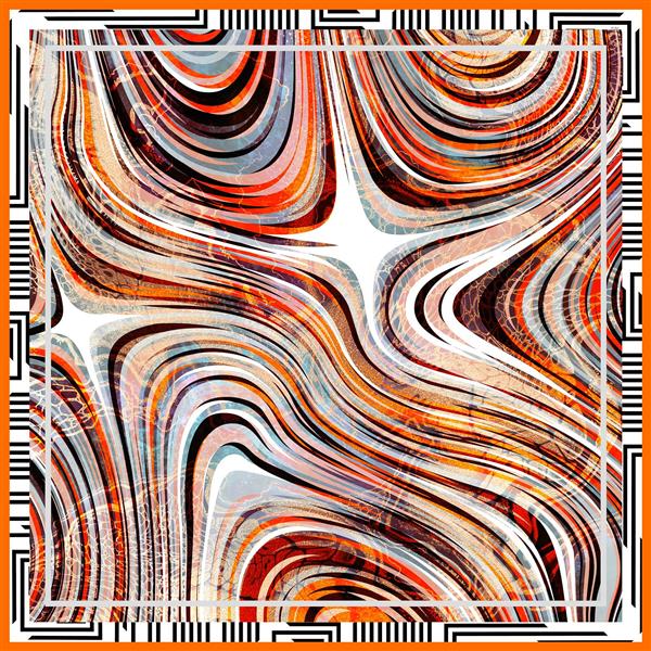 طرح روسری خطوط موجی رنگین کمان پاییزی (آبستره ویندیک و گرم)