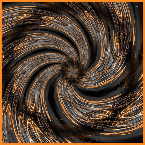 طرح روسری گردابی چرخشی پرانرژی نارنجی و مشکی (طرح اسپرت و دینامیک)