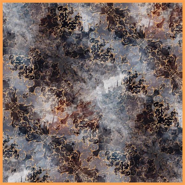 طرح روسری بافت مرمرگونه قهوه‌ای و خاکستری (تکسچر مجلسی و باکیفیت)