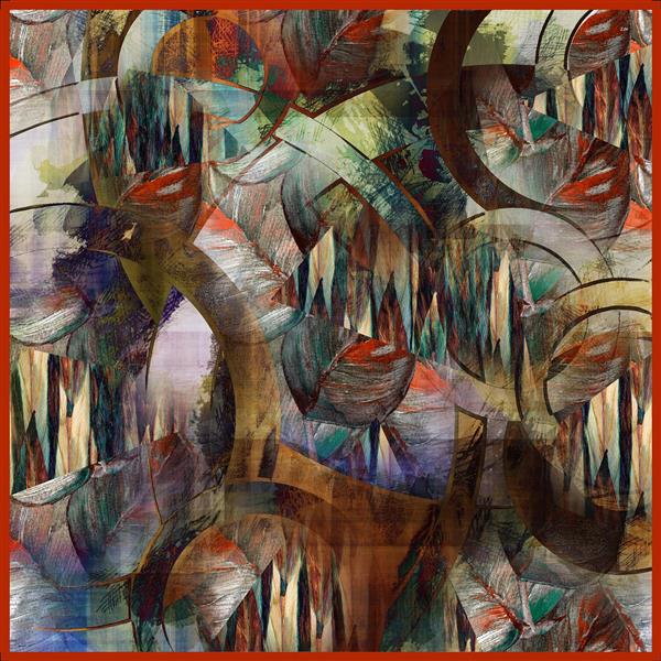 طرح انتزاعی قلم‌کاری شده با بافت خشن و رنگ‌های خاکی و قهوه‌ای (مناسب چاپ تابلو دکوراتیو آبستره و هنری)