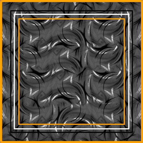 پترن انتزاعی گردابی با خطوط نقره‌ای و مشکی در زمینه خاکستری سیر (مناسب شال و روسری و دکوراسیون مدرن)