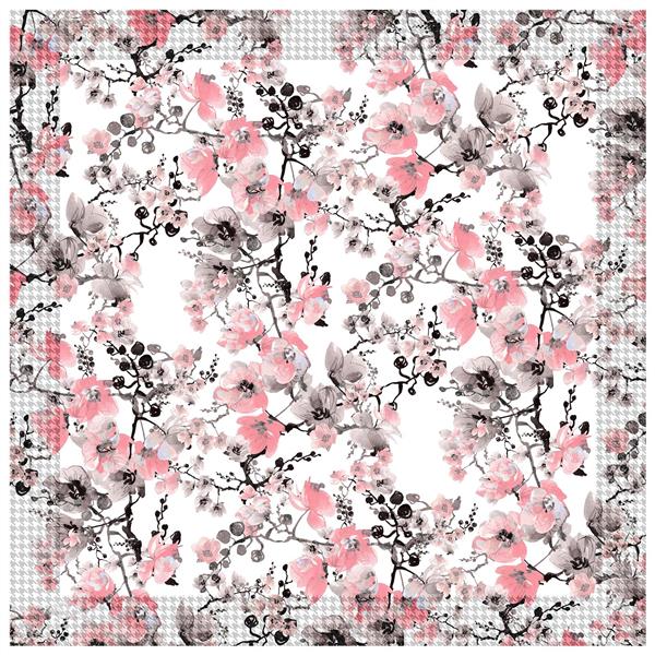 طرح مدرن و آماده چاپ برای شال با پترن لوزی شکل سه‌بعدی به رنگ صورتی پاستلی و خاکستری