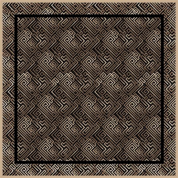 فایل آماده پرینت کوسن و شال با پترن هندسی مارپیچ کلاسیک (یونانی) به رنگ قهوه‌ای طلایی