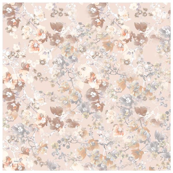 طرح گل‌های محو و پاستلی روی زمینه کرمی روشن و آماده چاپ شال و کوسن