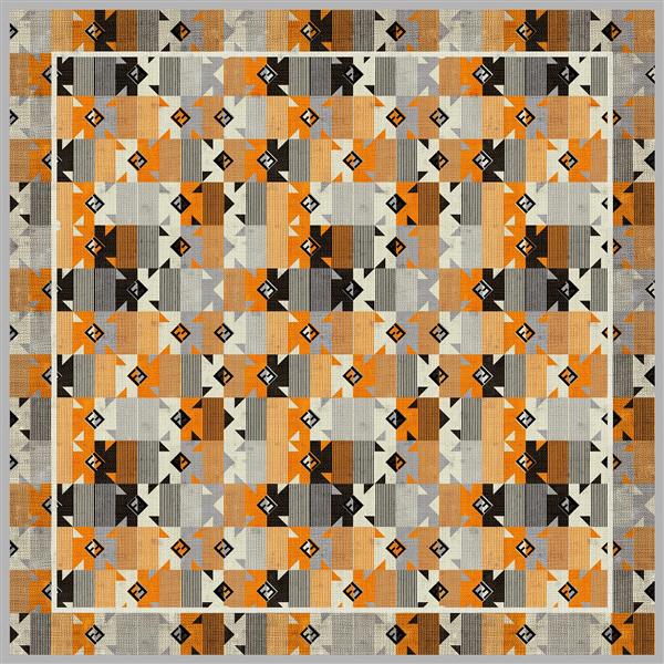 پترن هندسی موزاییک رنگارنگ و آماده چاپ برای روسری و شال (استایل بوهو)