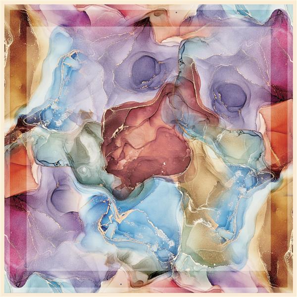 طرح آماده روسری بافت جوهری انتزاعی پاستلی با امواج رنگی (طرح آبرنگ مدرن)