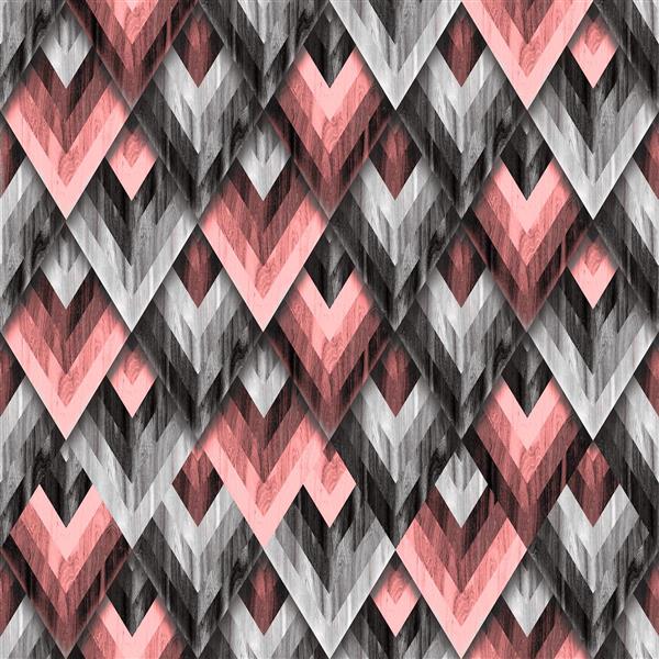 طرح آماده چاپ کوسن پوستر: پترن لوزی سه‌بعدی مدرن با بافت دار در رنگ‌های صورتی و خاکستری