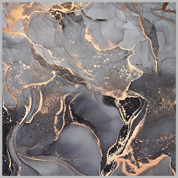 طرح آماده چاپ روسری پس‌زمینه مرمری لوکس با جوهر سیاه و خاکستری و رگه‌های طلایی