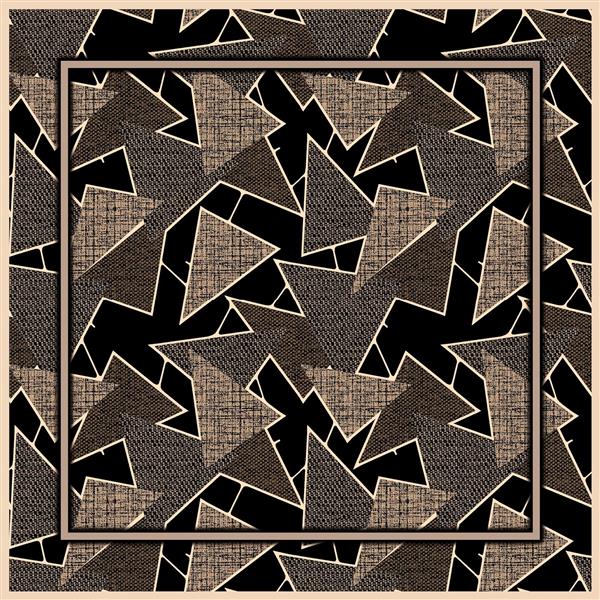 طرح روسری مدرن با پترن مثلث‌های شکسته و انتزاعی بافت‌دار مشکی و قهوه‌ای