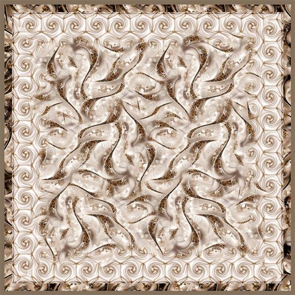 طرح روسری موج‌دار سه‌بعدی و حلزونی کرم و بژ برجسته مناسب چاپ شال و روسری