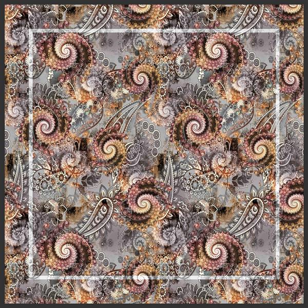 طرح روسری بته جقه (پیزلی) و اسلیمی گردان بافت‌دار رنگی مناسب چاپ