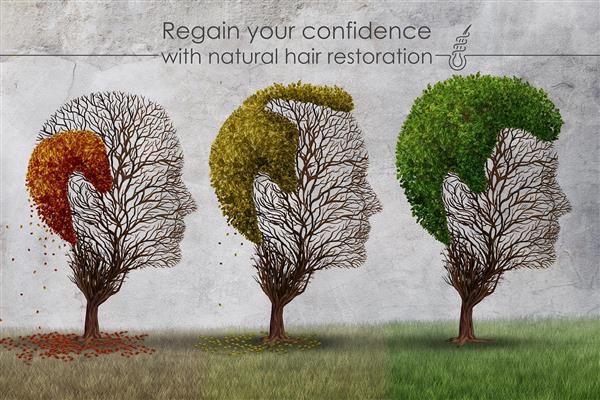 طراحی پوستر دیواری سه بعدی کاشت مو با طراحی مدرن