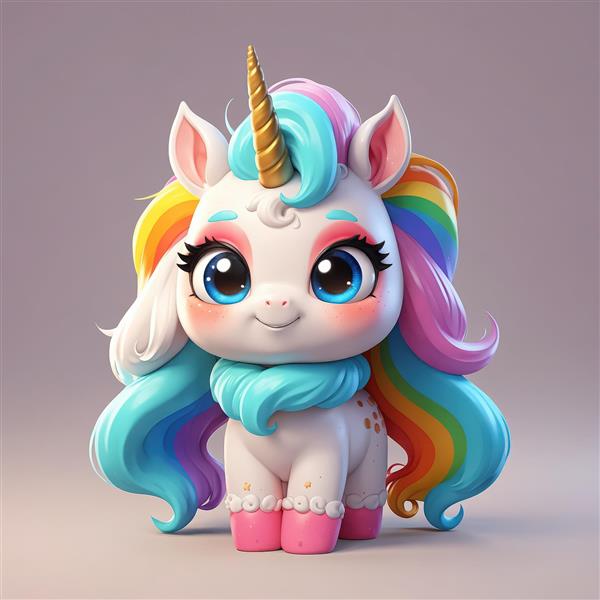 تک‌شاخ چاقالو با شال فیروزه‌ای و چکمه‌های صورتی، عکس فانتزی باکیفیت برای دکوراسیون شاد کودک