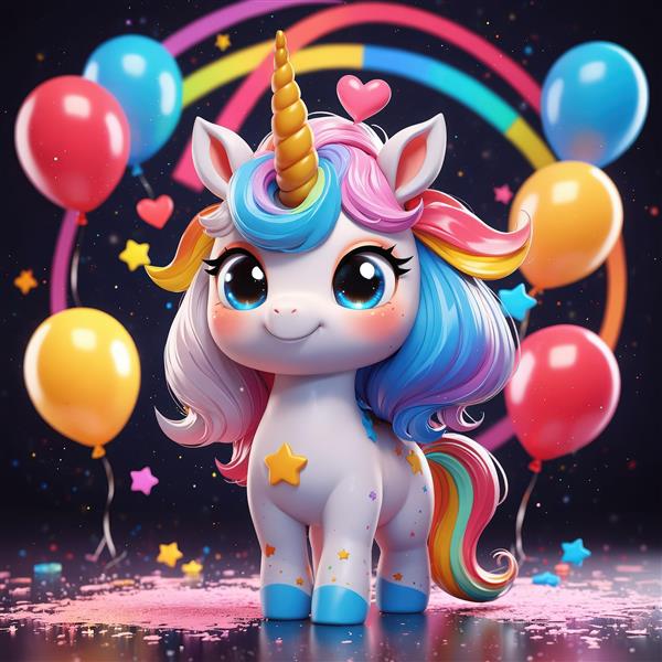 تک‌شاخ با ستاره طلایی در پس‌زمینه کهکشانی جشن، تصویر باکیفیت برای دکوراسیون مدرن و تیره