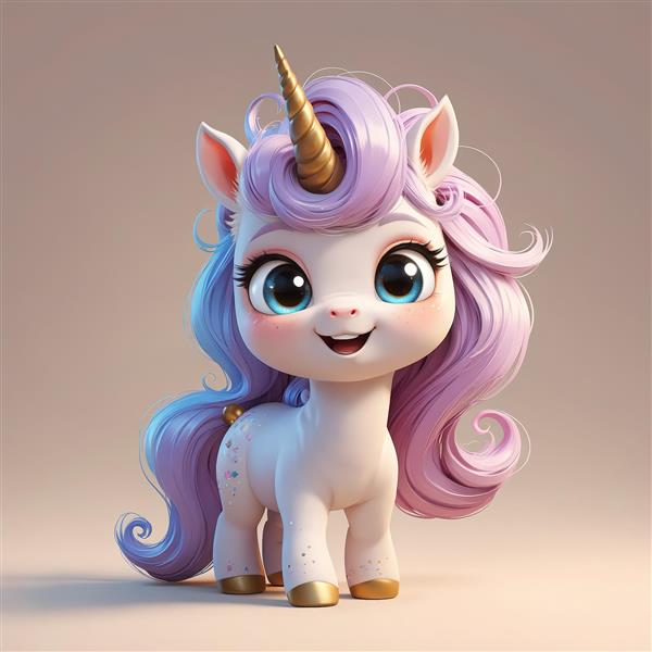 تک‌شاخ با موهای بنفش اسطوخودوسی، عروسک پونی باکیفیت برای تولید محصولات دکوراتیو لوکس و فانتزی