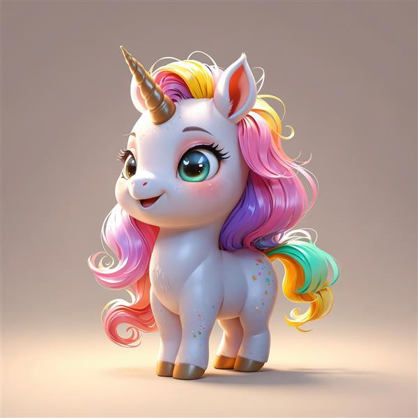 عروسک تک‌شاخ شاهزاده خانم، اسب پونی فانتزی با یال صورتی و بنفش، تصویر اورجینال برای تابلو دکوراتیو