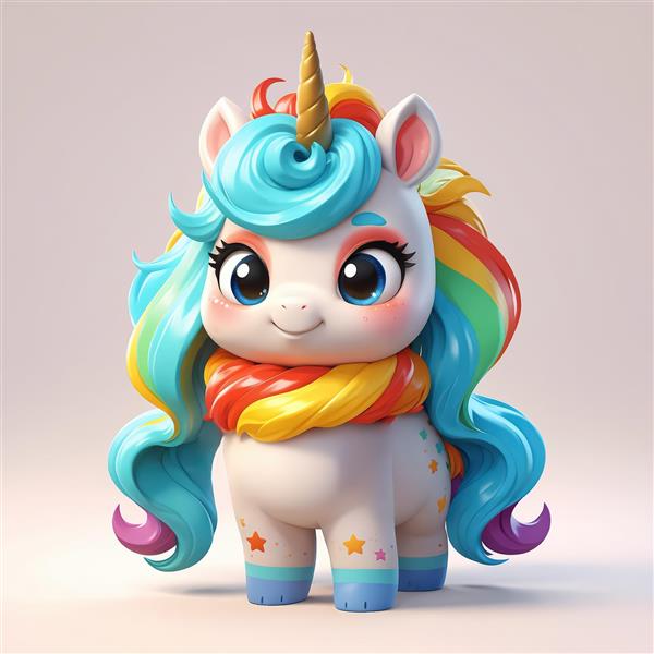 یونیکورن با یال فیروزه‌ای و شالگردن نارنجی و قرمز؛ مناسب دکور پاییزی