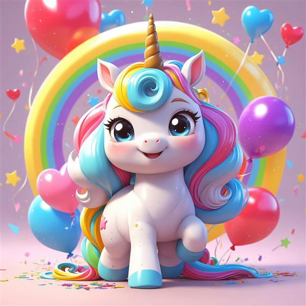 یونیکورن جشنی با بادکنک، رنگین‌کمان و ستاره؛ مناسب تم تولد کودک