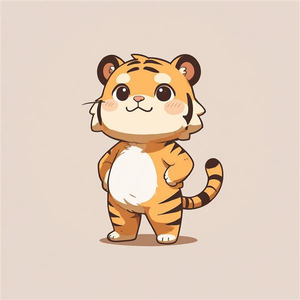 طرح گرافیکی بچه‌ببر واقع‌گرای کارتونی نشسته، تصویر اورجینال برای تابلو و پوستر مدرن